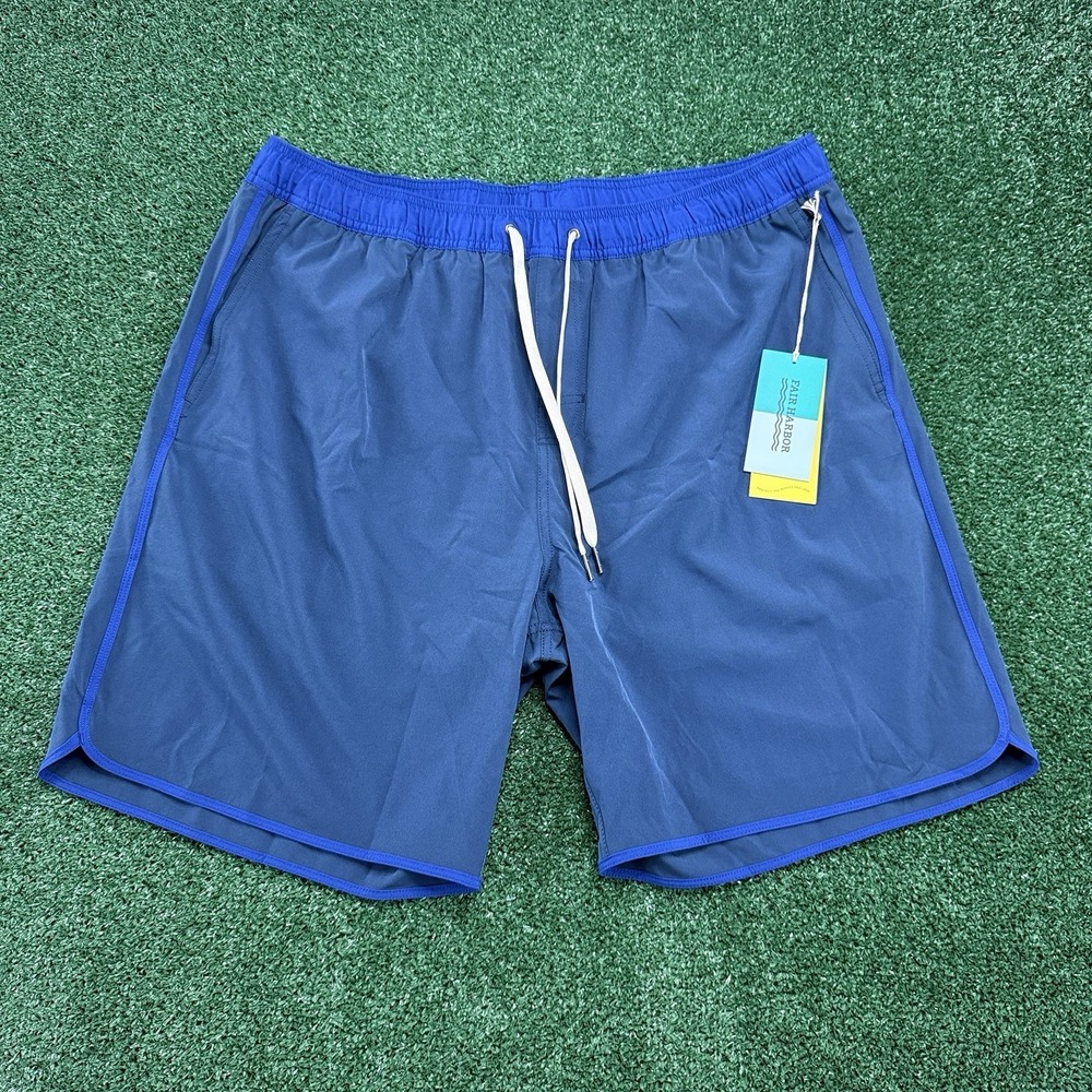 New Fair Harbor Men's Liner Drawstring Athletic Gym Shorts Size 3XL XXXL Blue